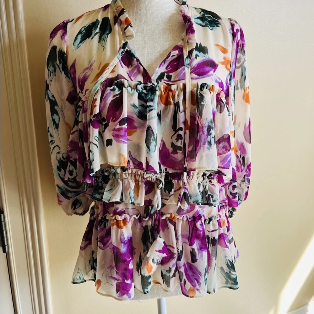 Misa Los Angeles NWOT Beautiful Floral Print Women's Top Size Small